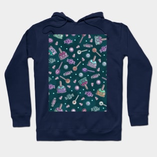 Trick or Treat Halloween Candy Collage on Teal Hoodie